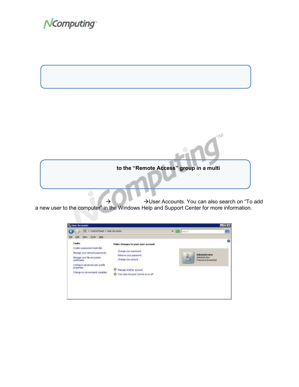 Etup, User setup | NComputing VIRTUAL DESKTOP KIT U170 User Manual | Page 14 / 22