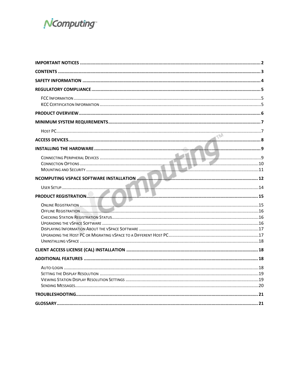 NComputing VIRTUAL DESKTOP KIT U170 User Manual | Page 3 / 22