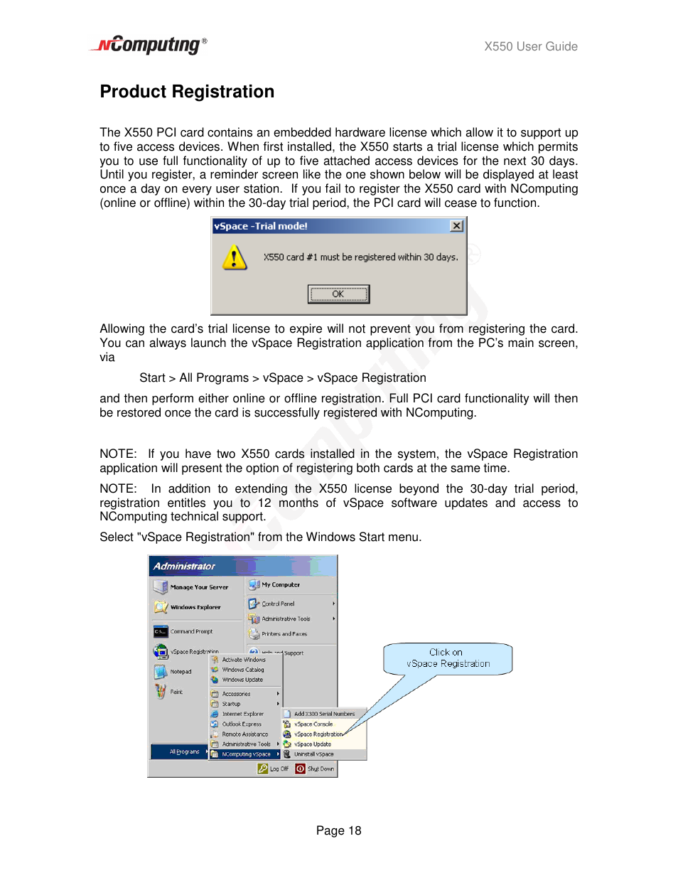 Product registration | NComputing X550  EN User Manual | Page 18 / 42