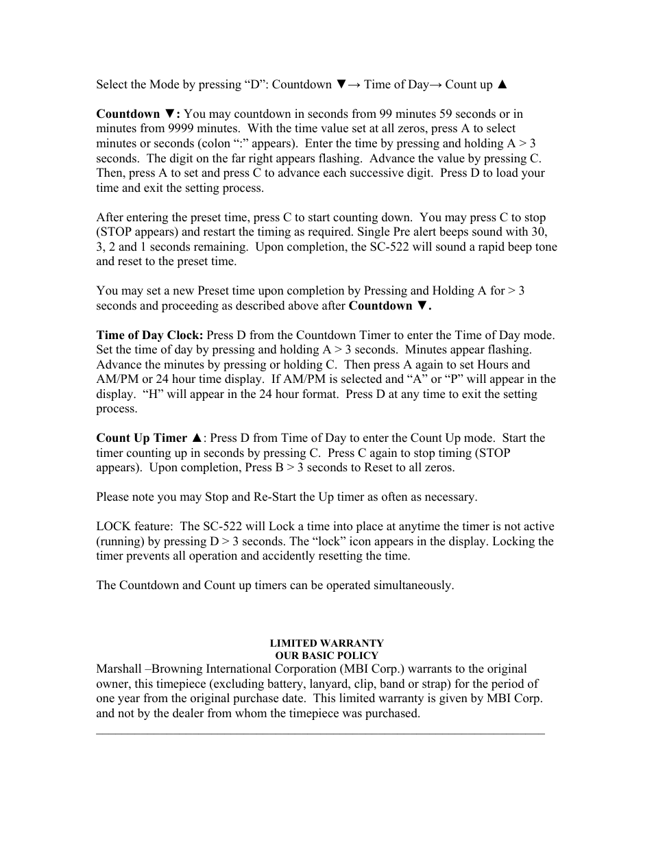 Robic Count up & Countdown Timer SC-522 User Manual | Page 2 / 3