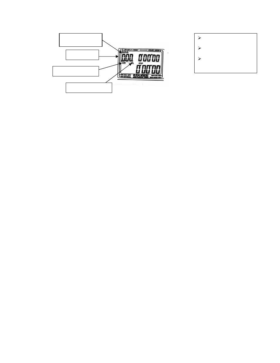 Memory recall direction, 30 memory recall operation, Lap chronograph operation | Split chronograph operation | Robic Timer SC-554 User Manual | Page 4 / 9
