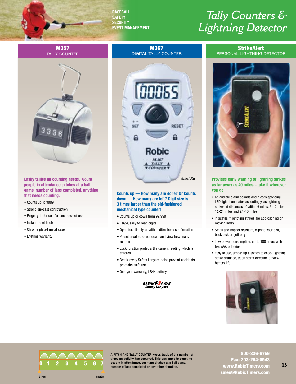 Tally counters & lightning detector, M367, Strikealert | M357 | Robic Multiple Function Timer SC-606W User Manual | Page 13 / 16