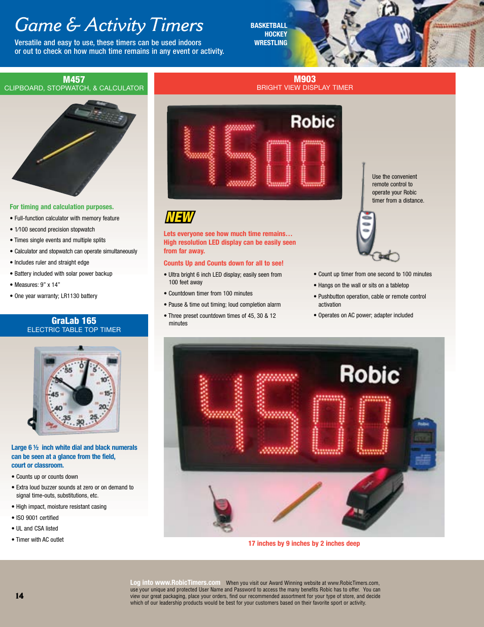 Game & activity timers, M903, M457 | Gralab 165 | Robic Multiple Function Timer SC-606W User Manual | Page 14 / 16