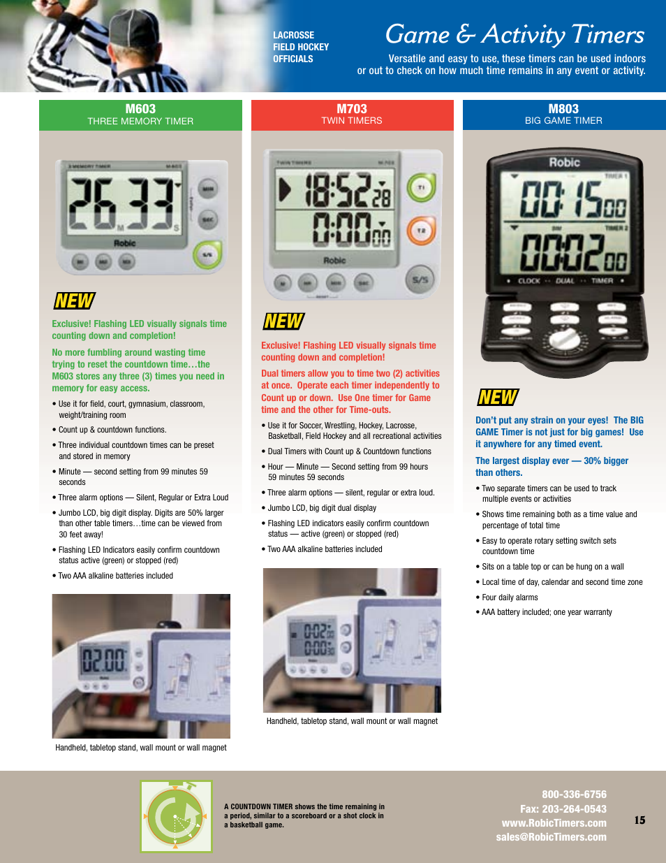 Game & activity timers | Robic Multiple Function Timer SC-606W User Manual | Page 15 / 16