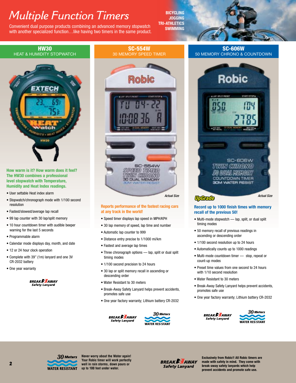 Multiple function timers, Sc-606w, Sc-554w | Hw30 | Robic Multiple Function Timer SC-606W User Manual | Page 2 / 16