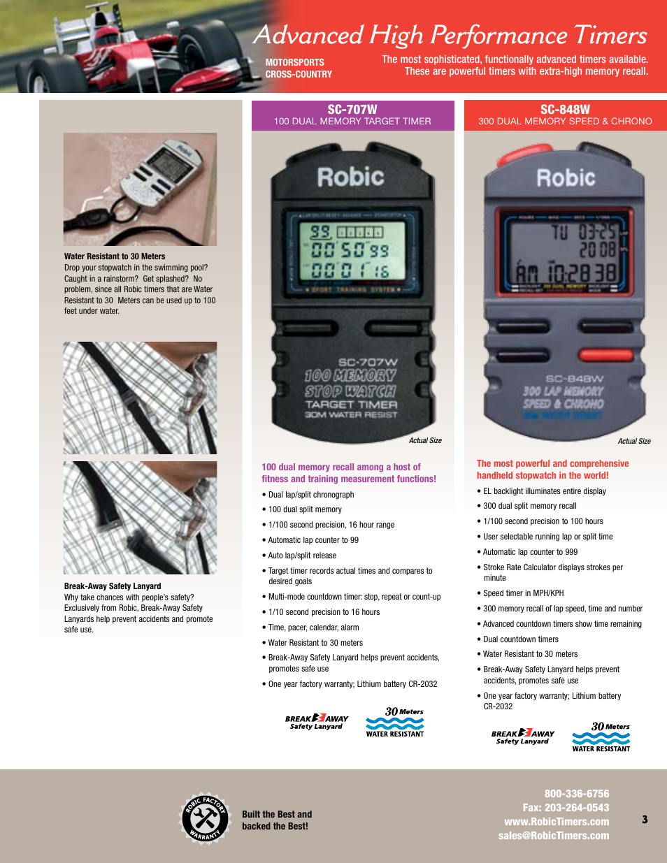 Advanced high performance timers, Sc-707w, Sc-848w | Robic Multiple Function Timer SC-606W User Manual | Page 3 / 16