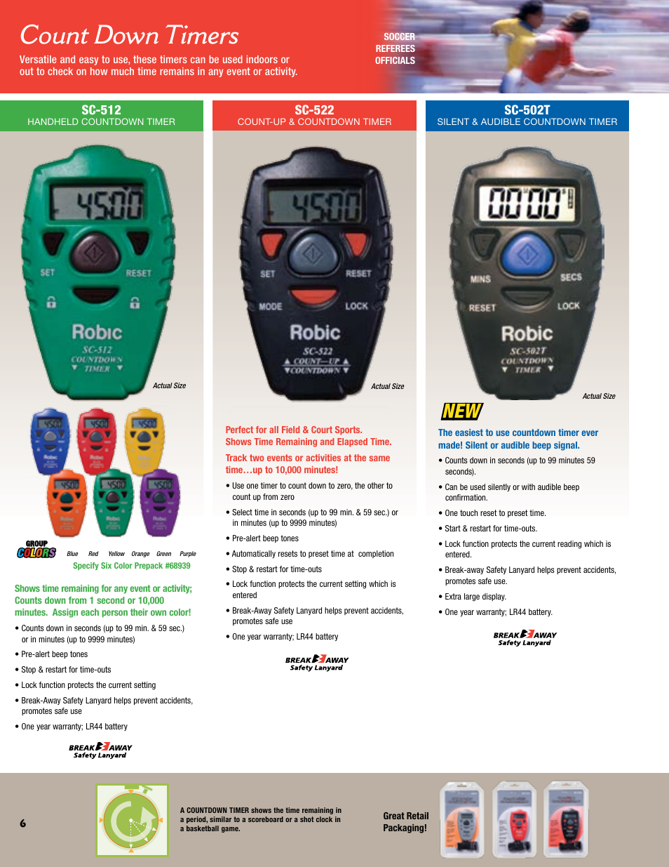 Count down timers, Sc-522, Sc-512 | Sc-502t | Robic Multiple Function Timer SC-606W User Manual | Page 6 / 16