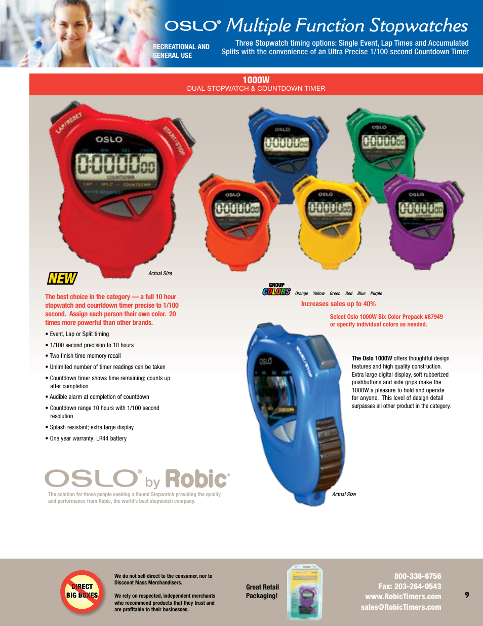 Multiple function stopwatches, 1000w | Robic Multiple Function Timer SC-606W User Manual | Page 9 / 16