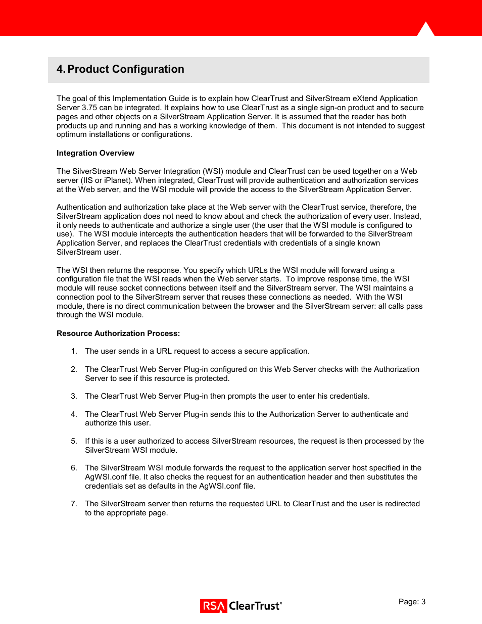 Product configuration | RSA Security SILVERSTREAM 3.75 User Manual | Page 3 / 11
