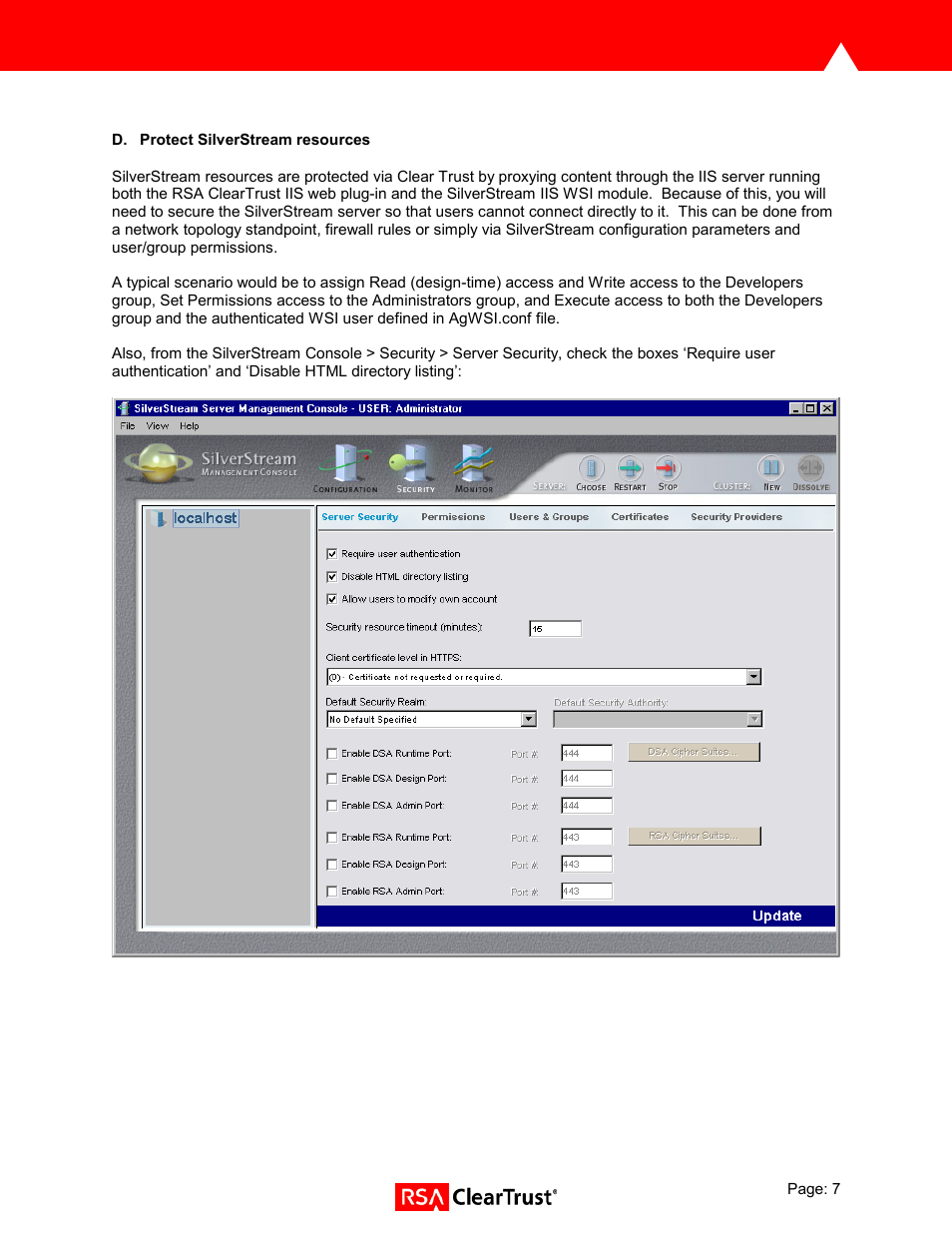 RSA Security SILVERSTREAM 3.75 User Manual | Page 7 / 11