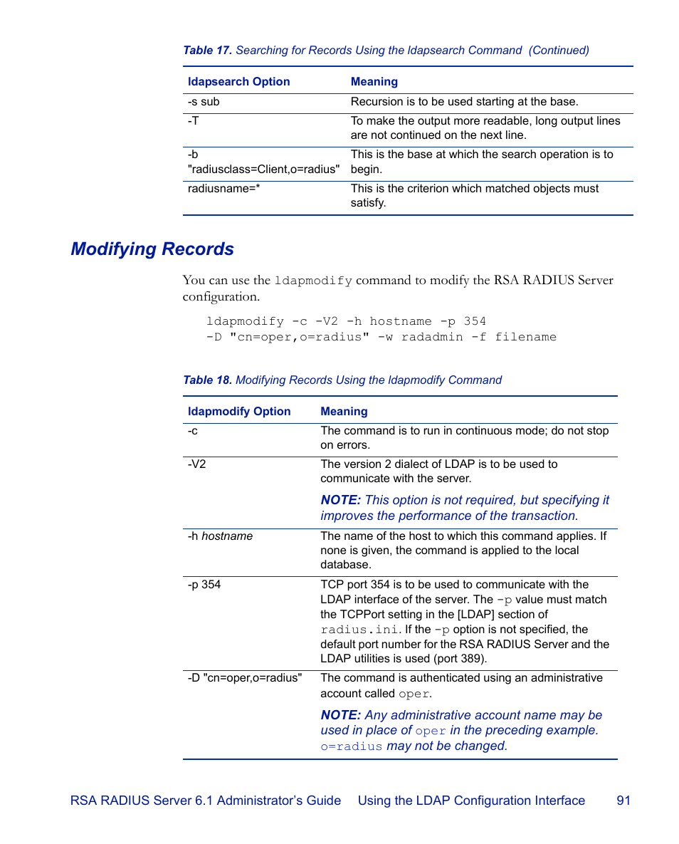 Modifying records | RSA Security 6.1 User Manual | Page 103 / 118