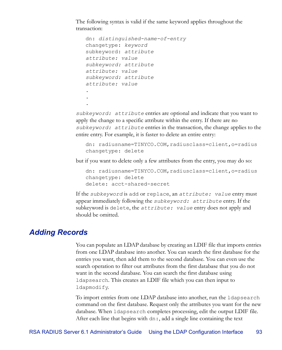 Adding records | RSA Security 6.1 User Manual | Page 105 / 118