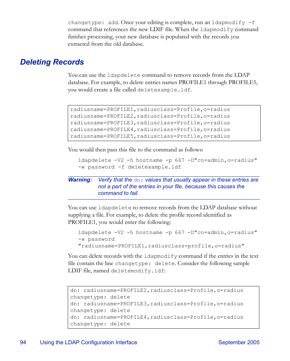 Deleting records | RSA Security 6.1 User Manual | Page 106 / 118