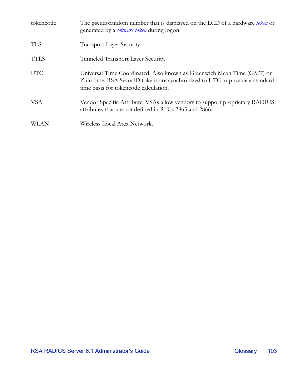 Tokencode, A use | RSA Security 6.1 User Manual | Page 115 / 118