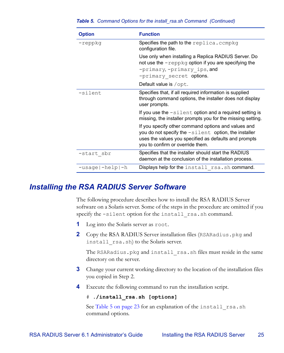 Installing the rsa radius server software | RSA Security 6.1 User Manual | Page 37 / 118
