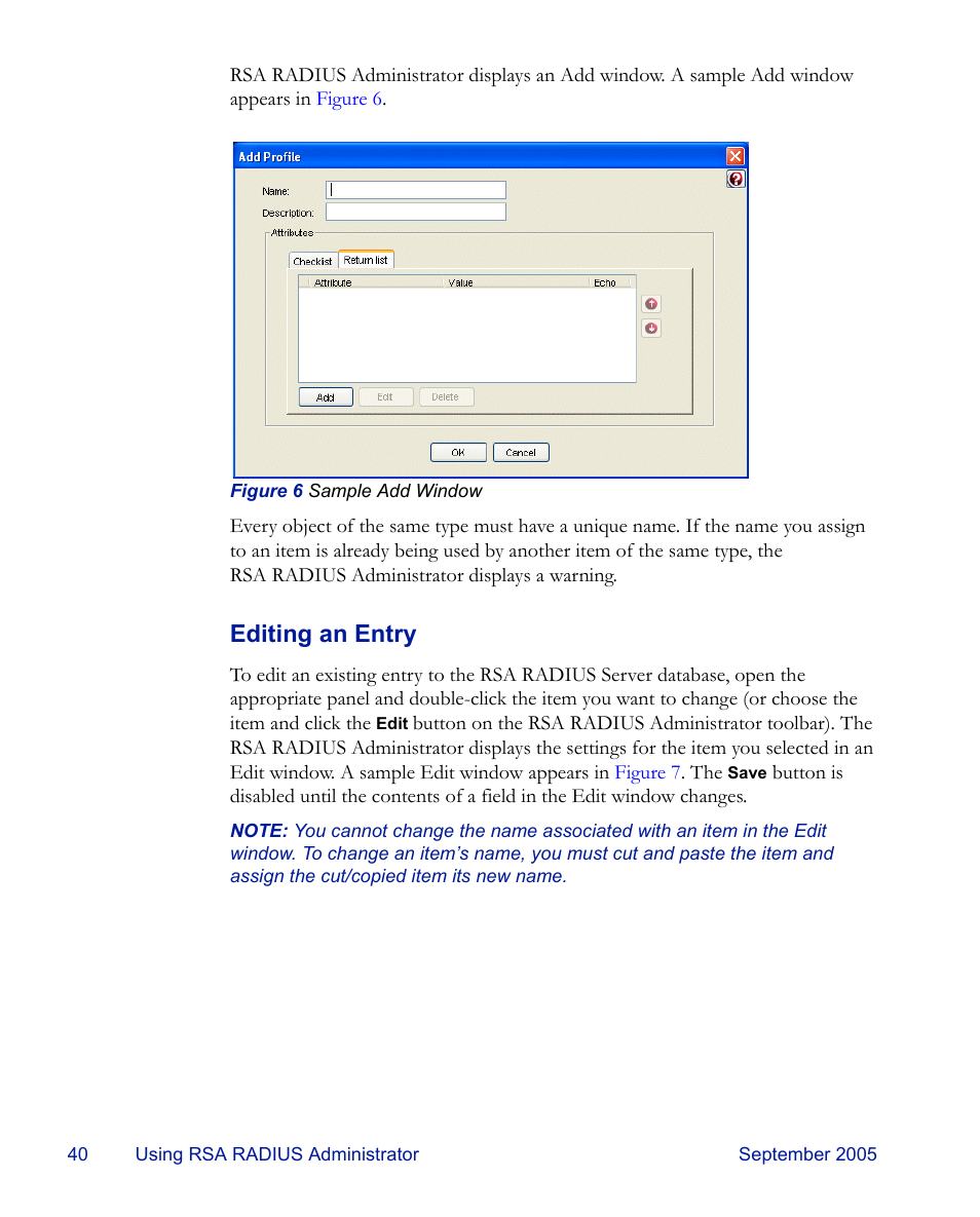 Editing an entry | RSA Security 6.1 User Manual | Page 52 / 118