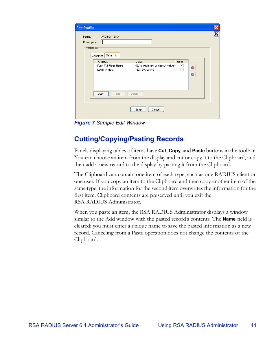 Cutting/copying/pasting records | RSA Security 6.1 User Manual | Page 53 / 118