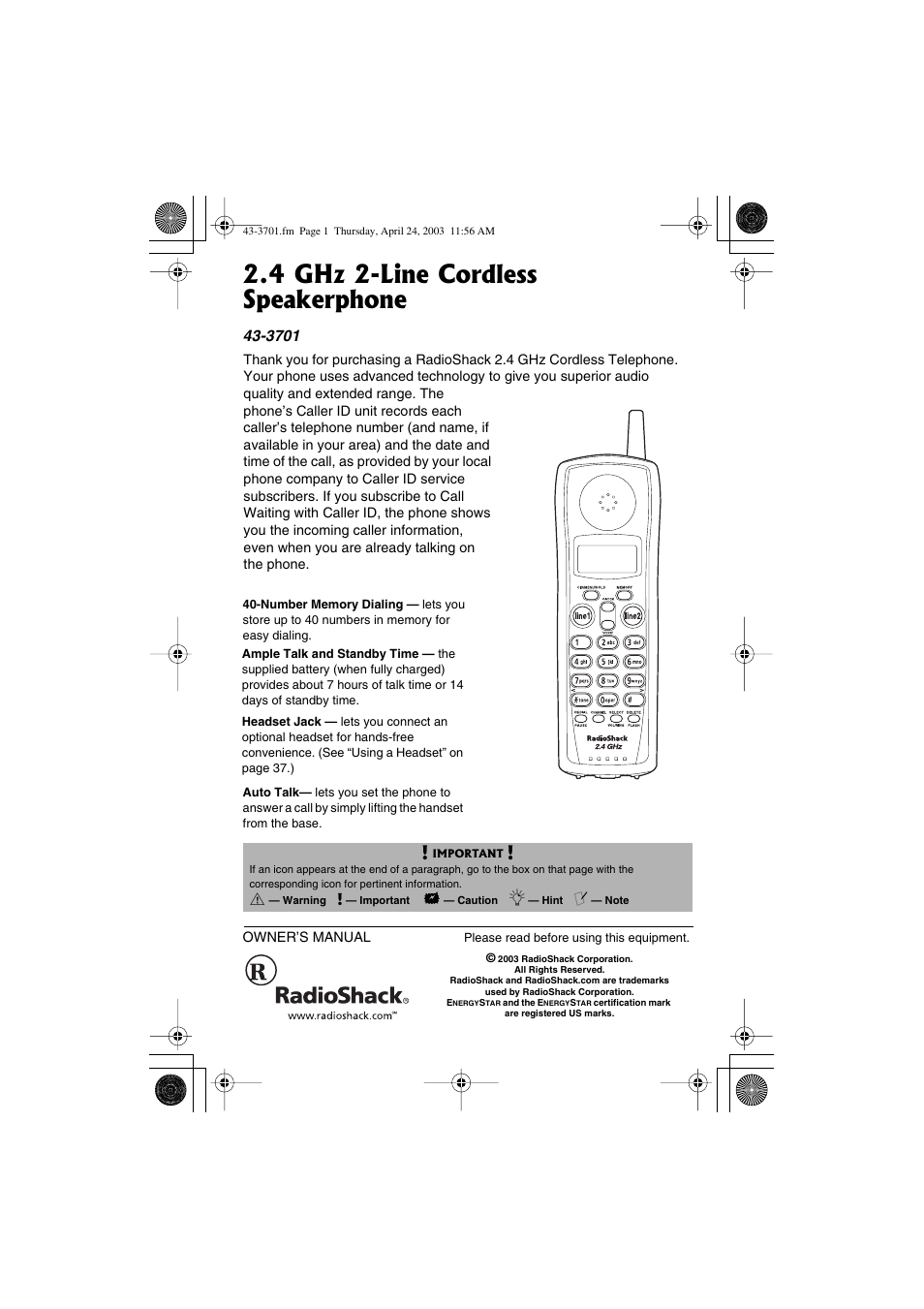 Radio Shack 43-3701 User Manual | 44 pages