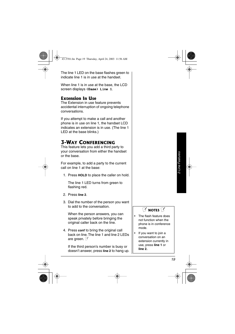 Way conferencing | Radio Shack 43-3701 User Manual | Page 19 / 44