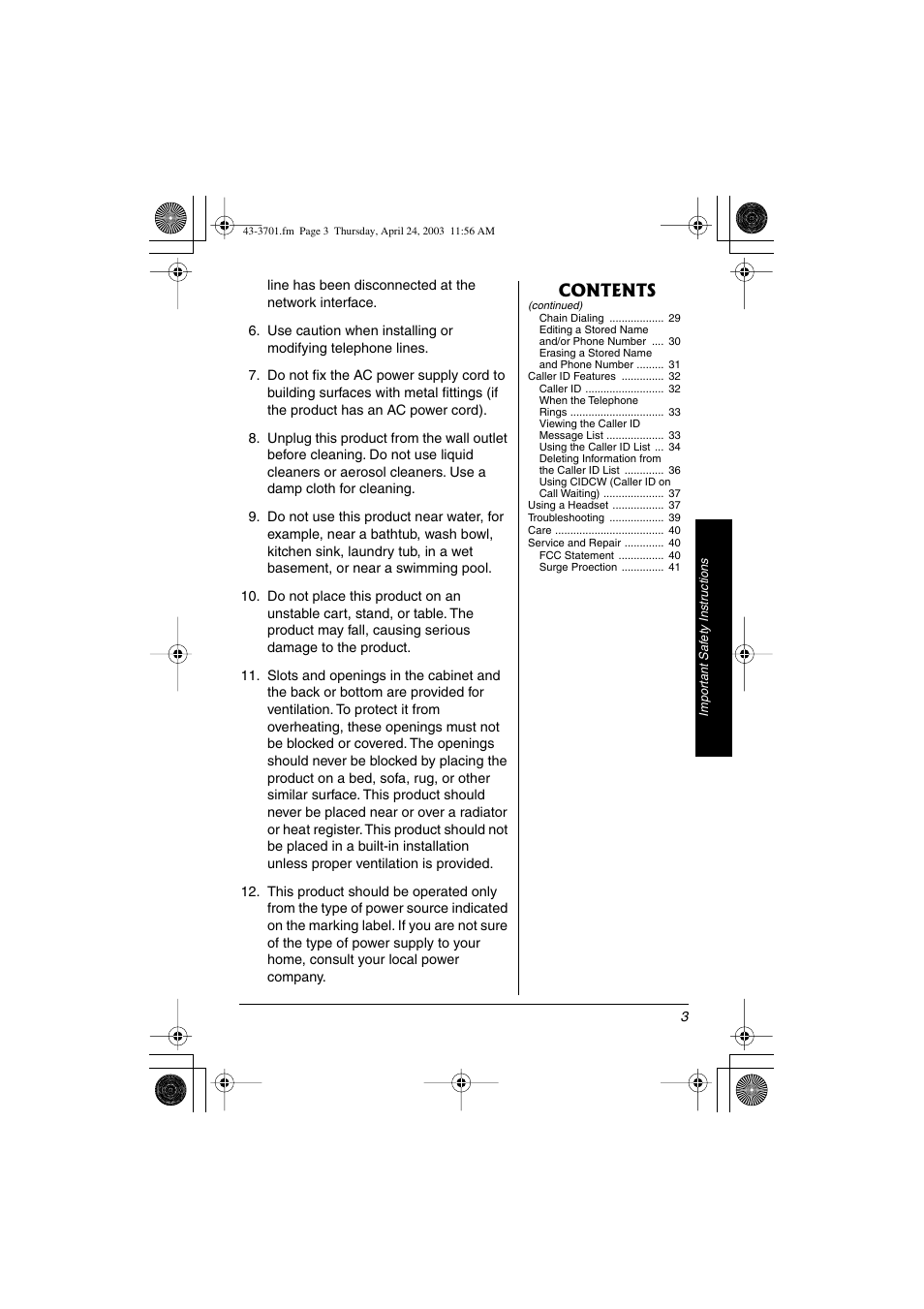 Radio Shack 43-3701 User Manual | Page 3 / 44