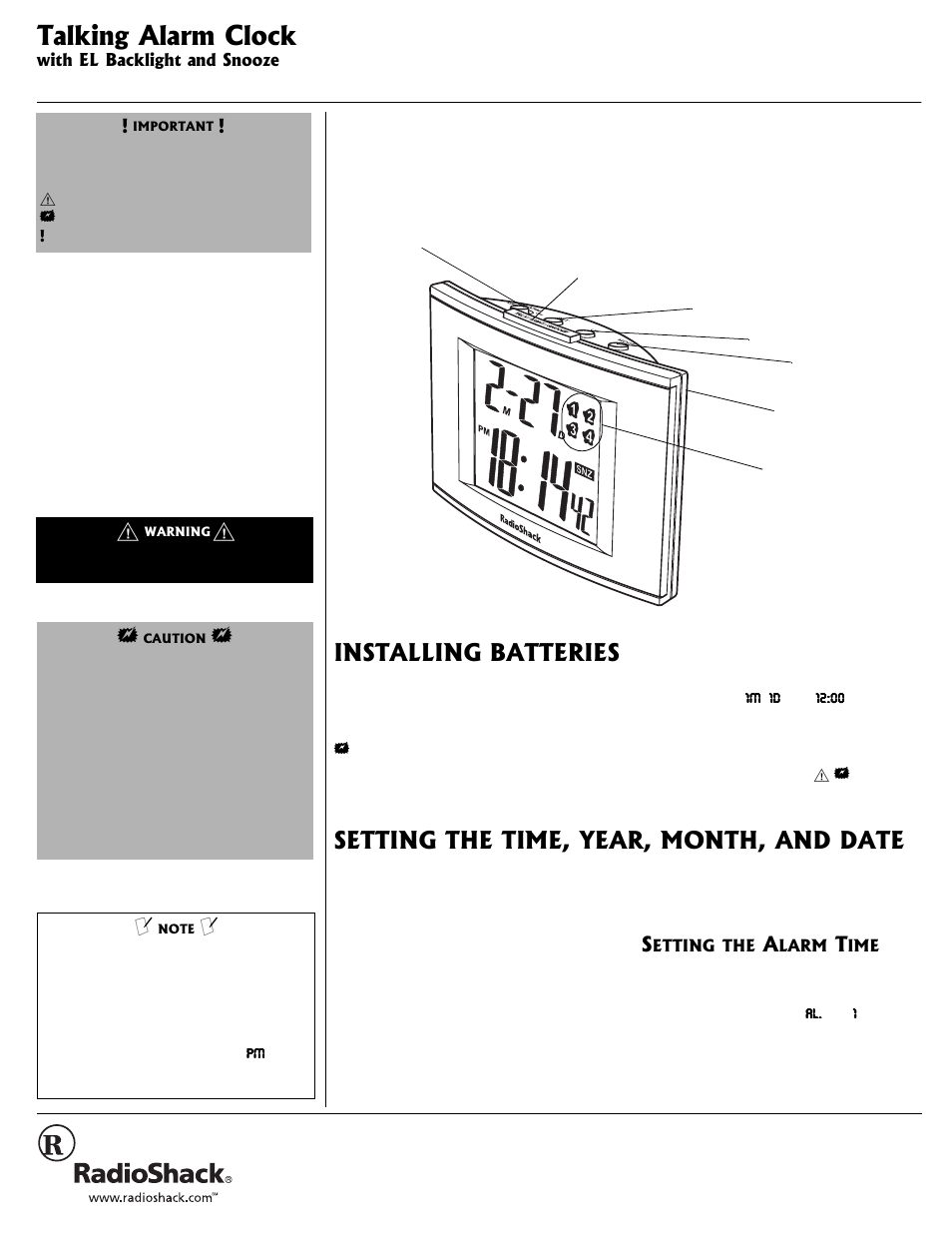 Radio Shack 63-991 User Manual | 4 pages