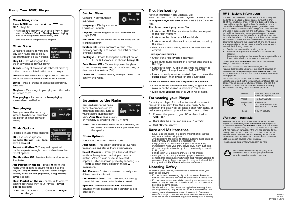 Radio Shack GX400 User Manual | Page 2 / 2