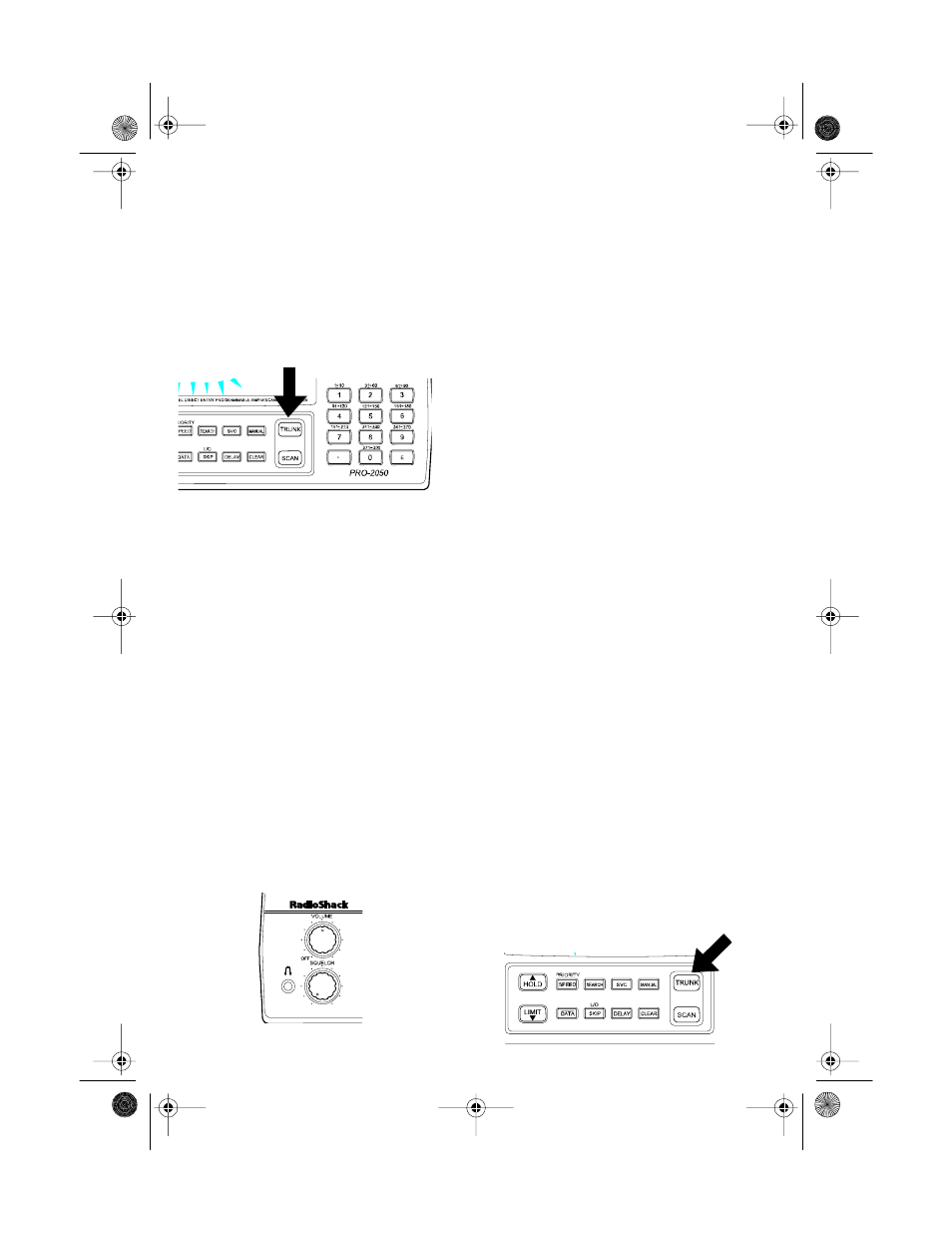 Setting the scanner to the trunk tracking mode, Setting squelch for the trunk tracking mode, Programming trunked frequencies | Radio Shack PRO-2050 User Manual | Page 26 / 56