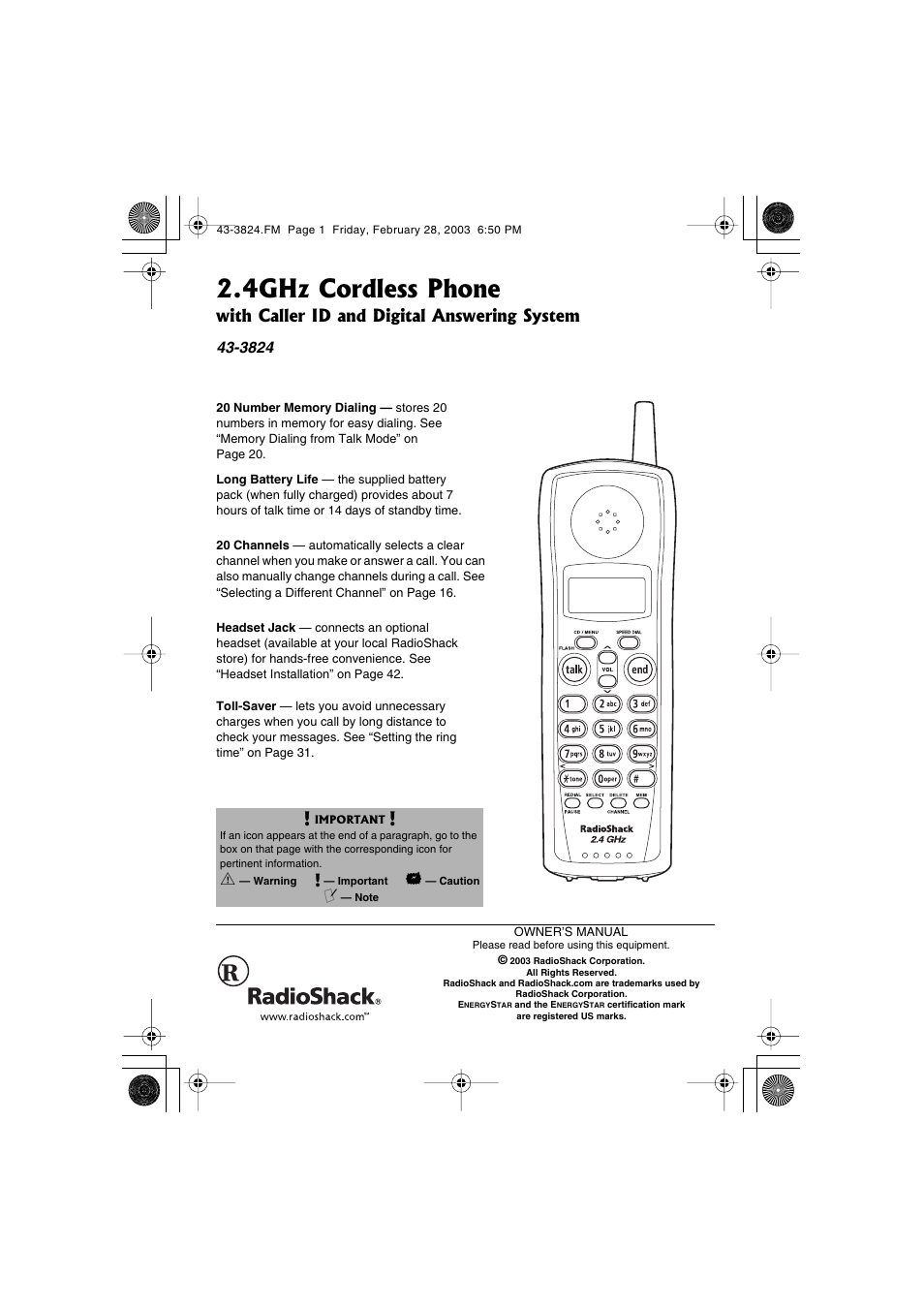 Radio Shack 43-3824 User Manual | 48 pages