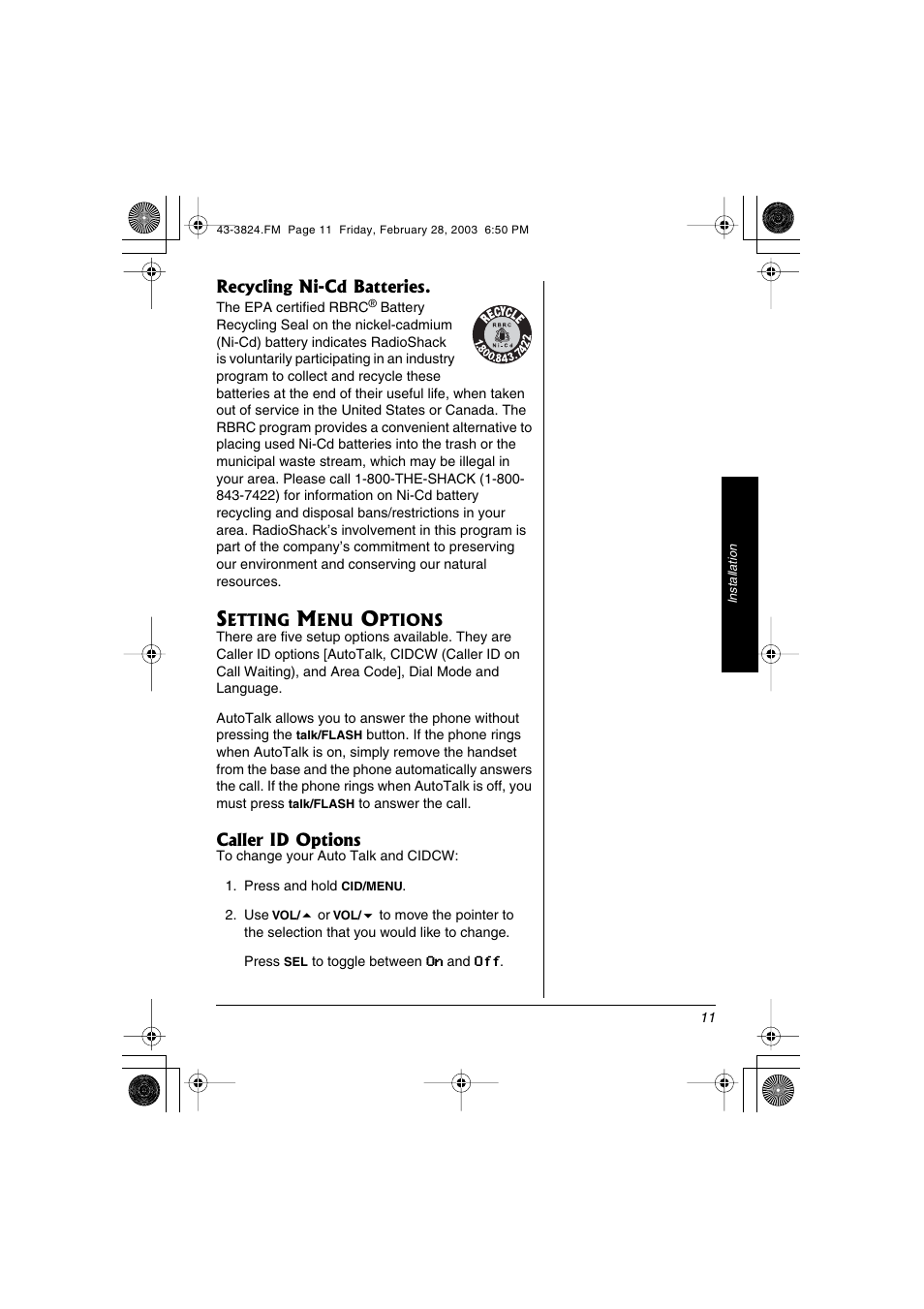 Radio Shack 43-3824 User Manual | Page 11 / 48