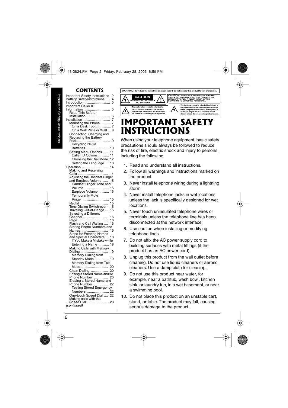 Radio Shack 43-3824 User Manual | Page 2 / 48