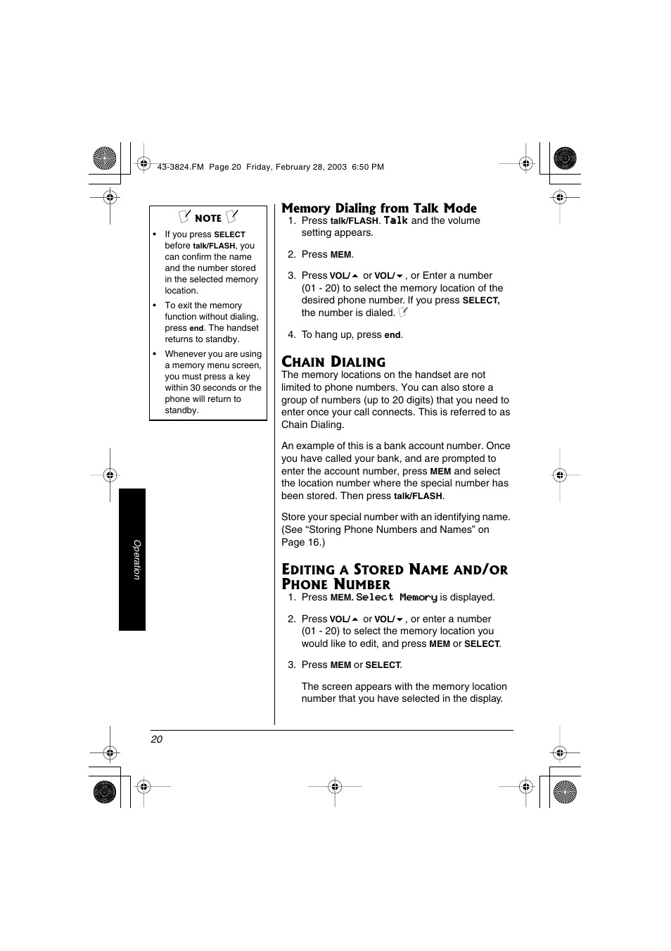 Radio Shack 43-3824 User Manual | Page 20 / 48