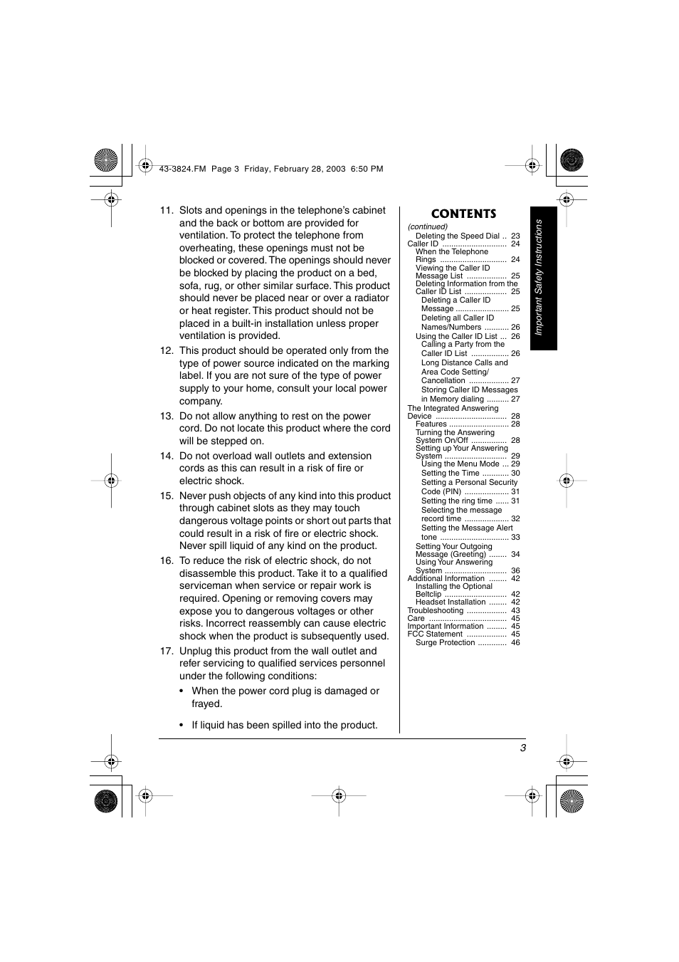 Radio Shack 43-3824 User Manual | Page 3 / 48