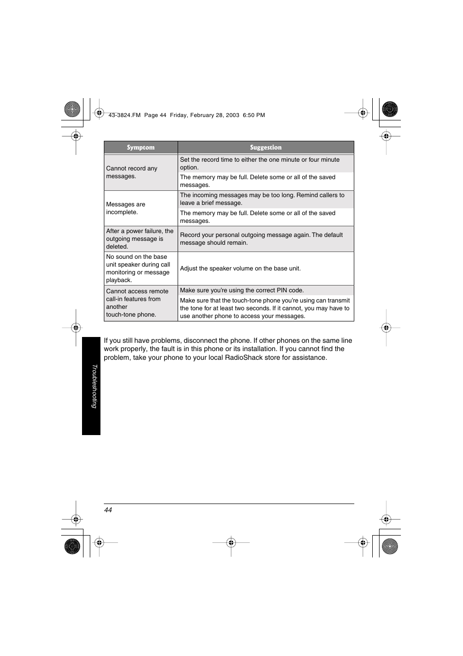 Radio Shack 43-3824 User Manual | Page 44 / 48