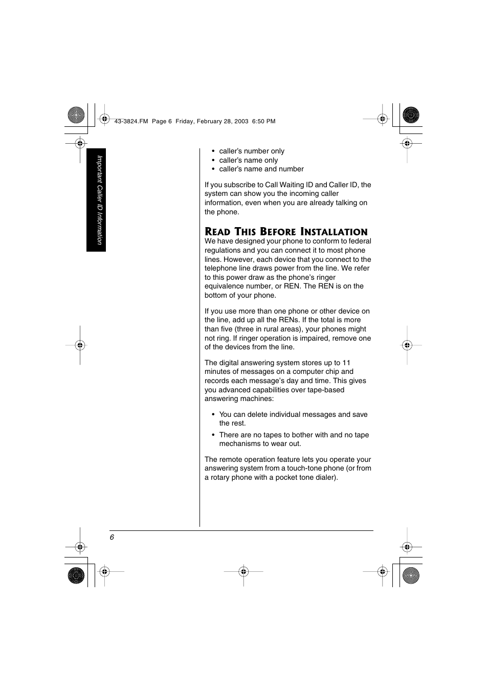 Radio Shack 43-3824 User Manual | Page 6 / 48