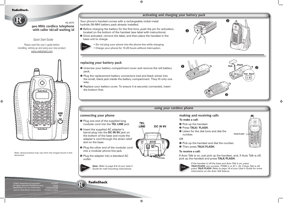 Radio Shack 43-3575 User Manual | 1 page