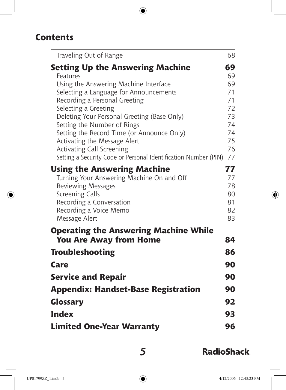 Radio Shack 43-5862 User Manual | Page 5 / 96