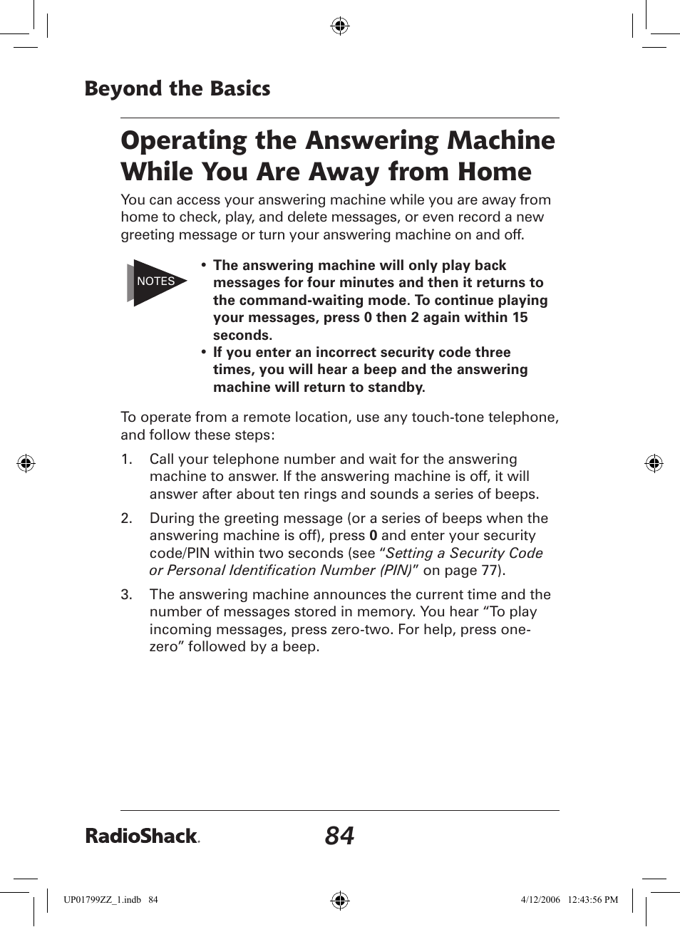 Beyond the basics | Radio Shack 43-5862 User Manual | Page 84 / 96