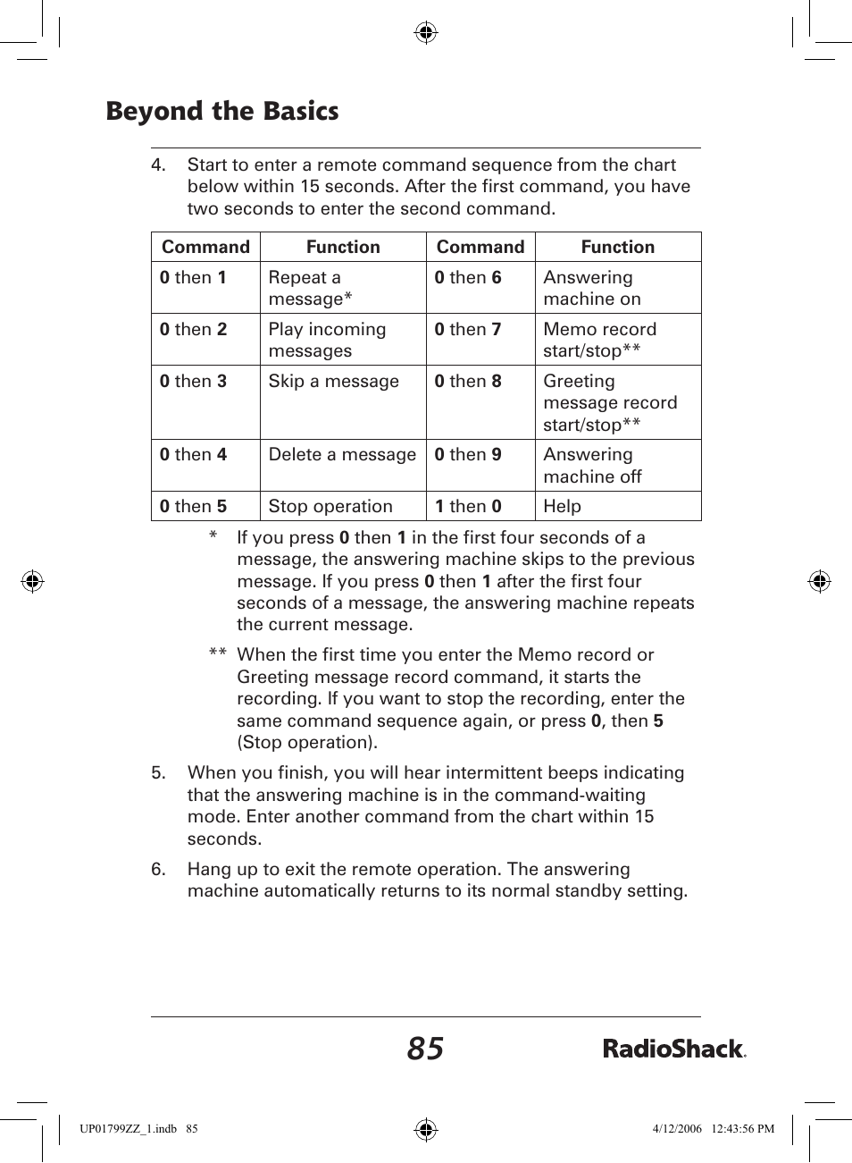 Beyond the basics | Radio Shack 43-5862 User Manual | Page 85 / 96