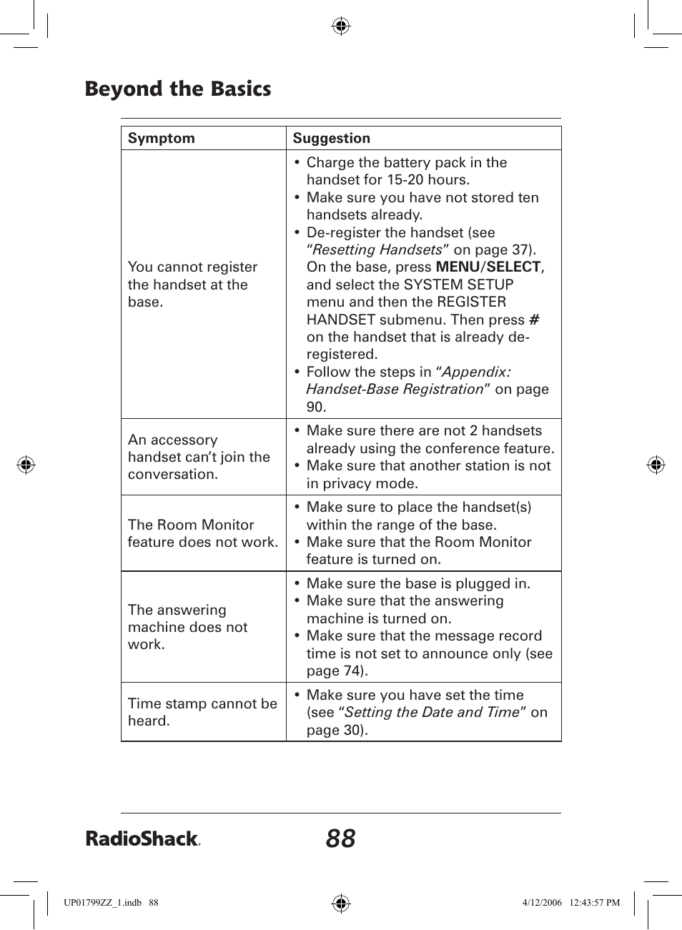 Beyond the basics | Radio Shack 43-5862 User Manual | Page 88 / 96