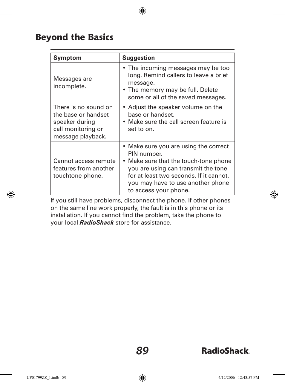 Beyond the basics | Radio Shack 43-5862 User Manual | Page 89 / 96