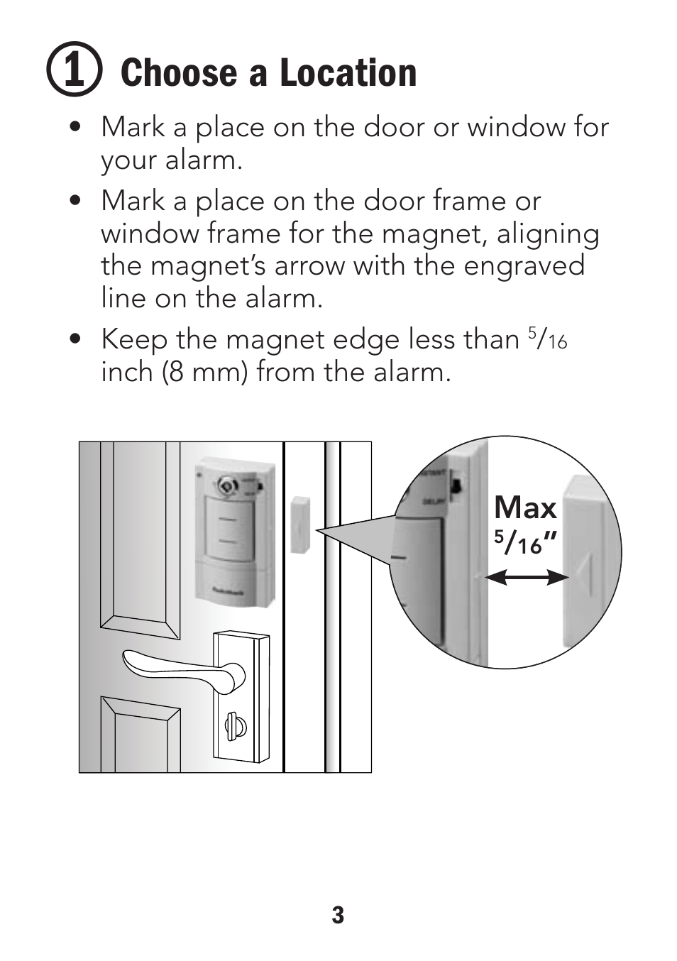 Choose a location | Radio Shack Wireless Key-Lock Door/Window Alarm 49-118 User Manual | Page 3 / 10