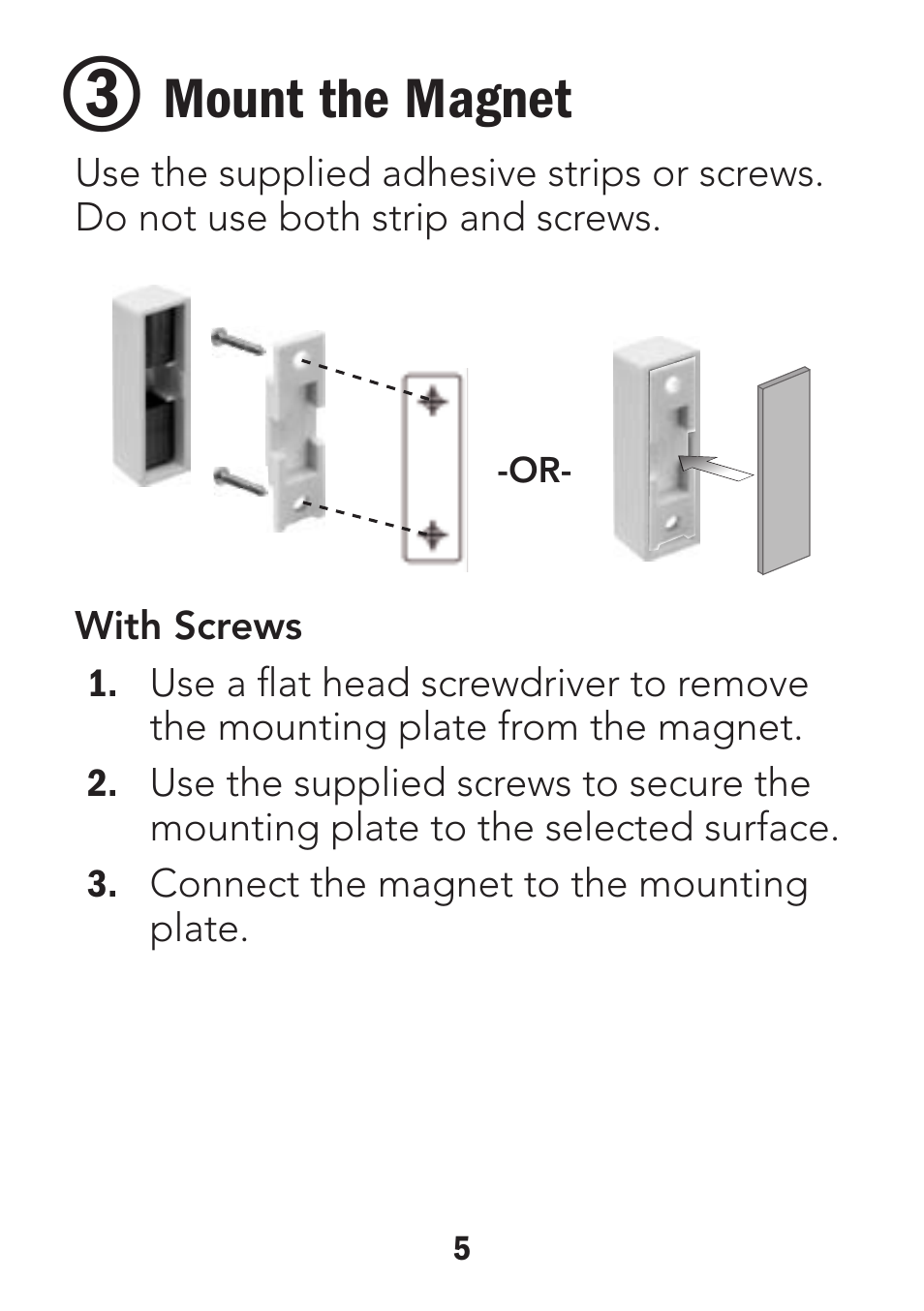 Mount the magnet | Radio Shack Wireless Key-Lock Door/Window Alarm 49-118 User Manual | Page 5 / 10