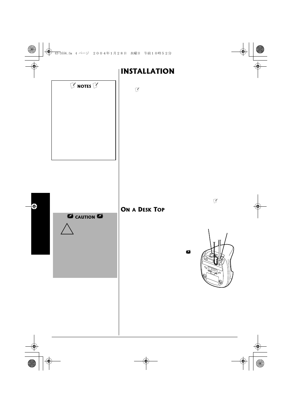 Installation, On a desk top | Radio Shack 43-3546 User Manual | Page 4 / 12