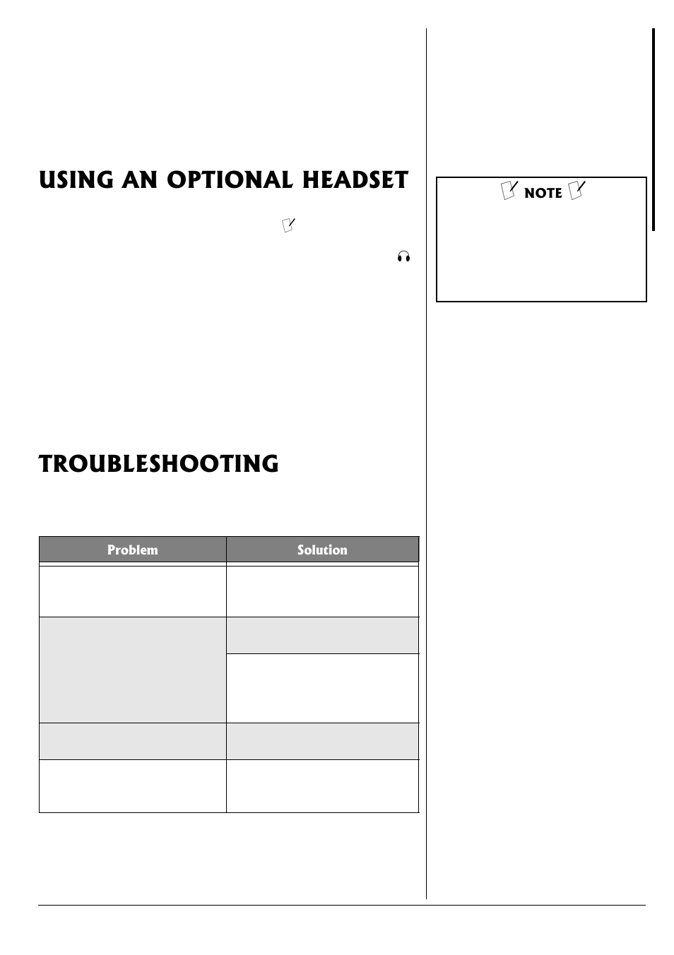 Using an optional headset troubleshooting | Radio Shack ET-1755 User Manual | Page 11 / 12