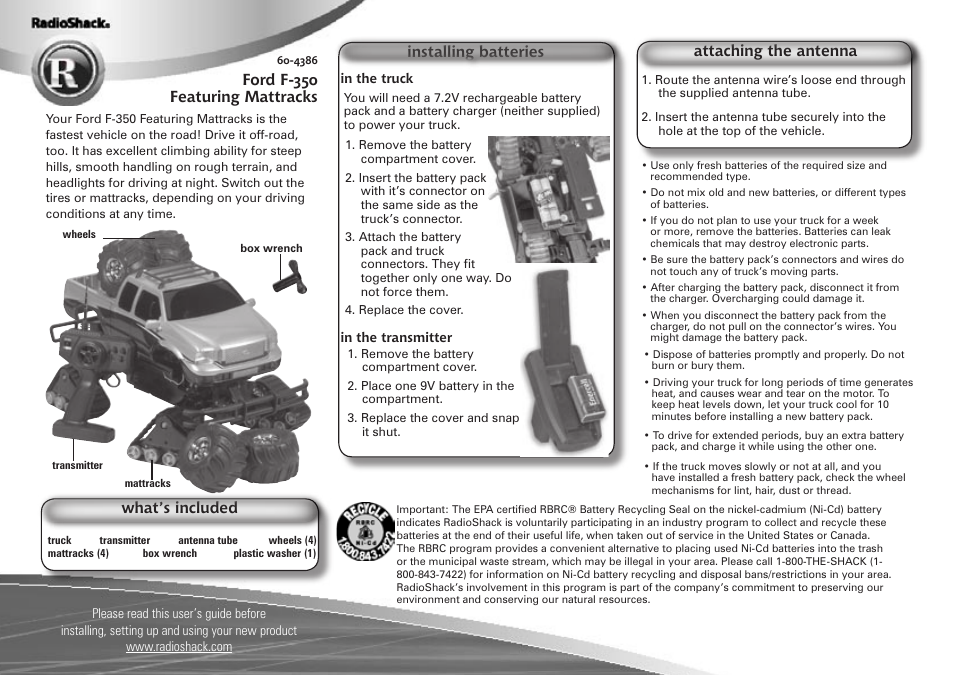 Radio Shack F-350 User Manual | 2 pages