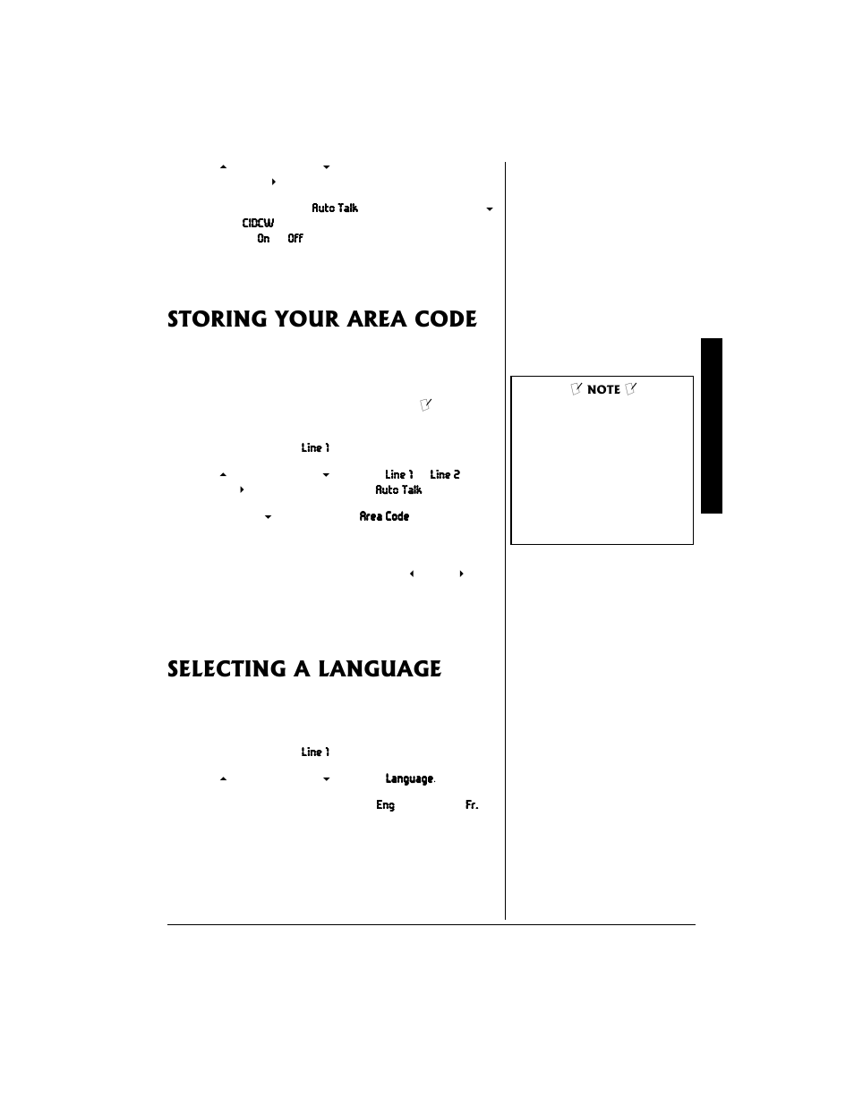 Storing your area code selecting a language | Radio Shack 43-683 User Manual | Page 11 / 28