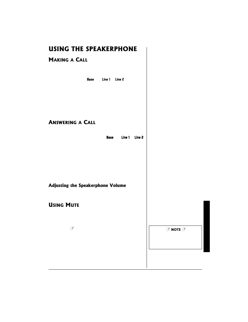 Using the speakerphone, Making a call answering a call, Adjusting the speakerphone volume | Using mute | Radio Shack 43-683 User Manual | Page 13 / 28