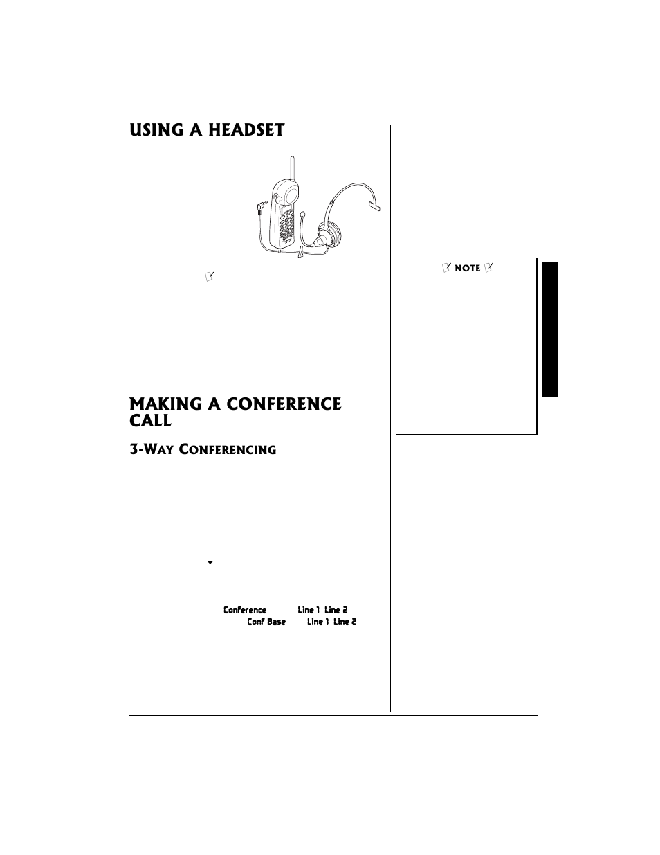 Using a headset making a conference call, Way conferencing | Radio Shack 43-683 User Manual | Page 15 / 28