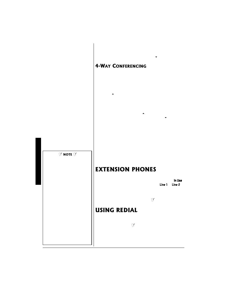 Way conferencing, Extension phones using redial | Radio Shack 43-683 User Manual | Page 16 / 28