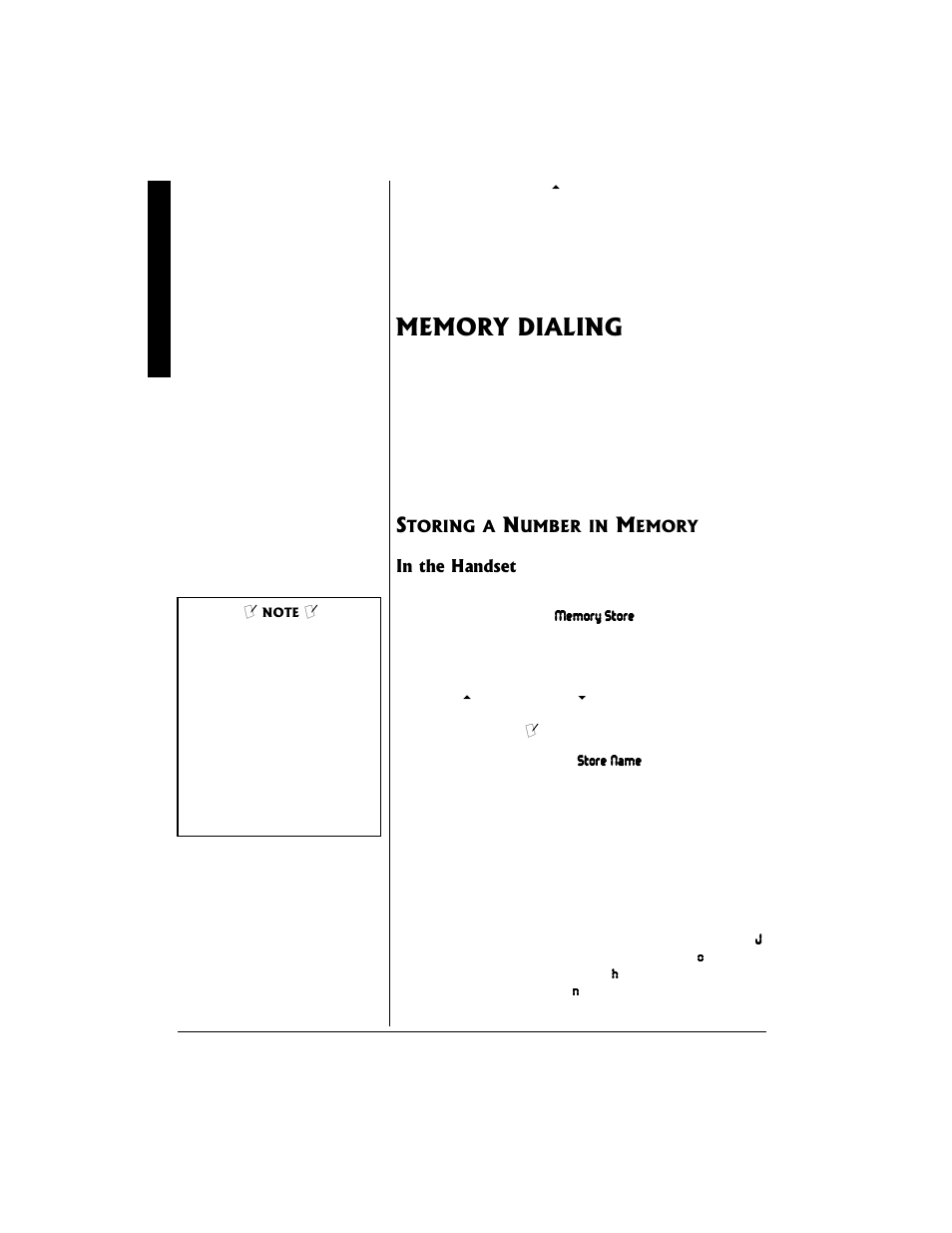 Memory dialing, Storing a number in memory, In the handset | Radio Shack 43-683 User Manual | Page 18 / 28